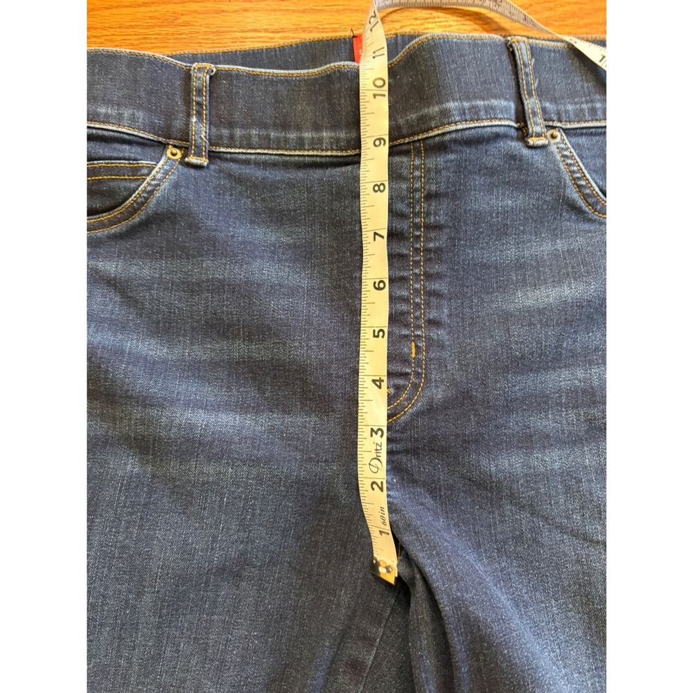 Spanx Flare Jeans Dark Wash Indigo Pull On High Rise Stretch Denim XL - Picture 8 of 9